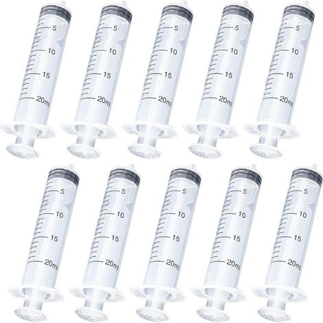 10 Pièces Seringue, Seringue 20ml, Seringue en Plastique, Réutilisable Seringues de Distribution, Seringue Dosage pour Laboratoire, Alimentation Animale, Arrosage de Plantes (1/5)