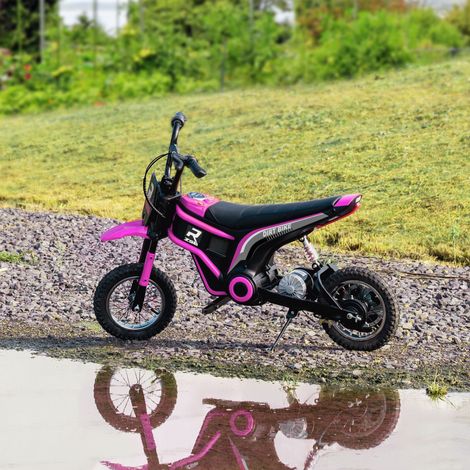 Elektro-Motorrad für Kinder, 24V Kindermotorrad mit Hupe, Leuchte, mit Drehgriff-Gashebel, 8-16 km/h, 8-12 Jahre, Rosa (1/5)