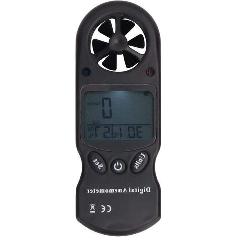 Anemometer zur Messung der Windgeschwindigkeit mit Temperatur- und Feuchtigkeitsmesser. (1/5)