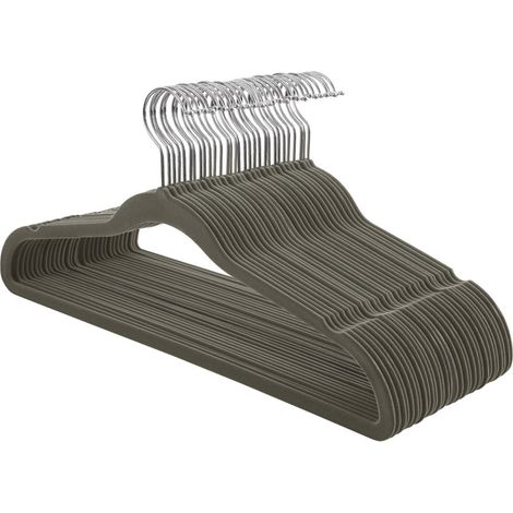 Set di 30 grucce in velluto lunghezza 42 cm sottili e resistenti grande capacità di carico con ganci girevoli a 360° per cappotti camicie grigio 120003404
