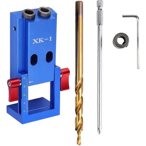 Schräglochbohrlehre, Stufenbohrer-Set, Dübellochbohrführung, Holzbearbeitungswerkzeug