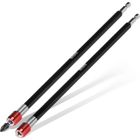 2 Porte-embouts à Choc Extra Longs de 300 mm, Rallonge Magnétique à Changement Rapide pour embouts de tournevis, Tige Hexagonale en Acier Cr-V, avec Embout PZ2 de 25 mm (1/5)