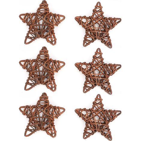 Sterne aus Naturrattan für Weihnachts-, Hochzeits- und Bastelpartydekorationen (kaffeefarben) (1/5)
