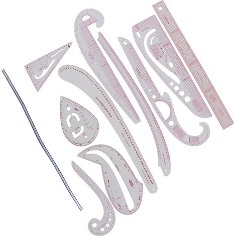 Règle de couture 11 pièces, multifonctionnelle, lignes claires et détaillées, haute précision, outil de couture pratique (1/5)