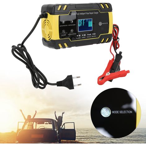 Chargeur de batterie 12 V/24 V pour voiture et moto (large plage de tension : 110 V-240 V), conforme aux normes européennes. (1/5)