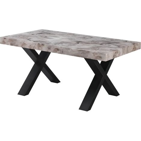 Tavolo Allungabile Cindy Gondar Effetto Marmo Grigio con Gambe Nere da 160 a 240 cm (1/5)