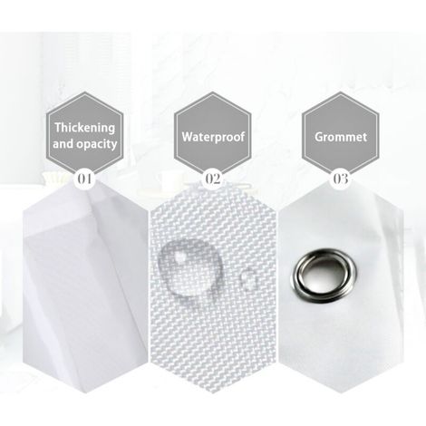Découpe Douche imperméable 1pc Polyester Anti-moisissure Bath Curtains Accessoires salle de bains Noir / Blanc / Gris (Multi dimensions 120x180cm à 240x200cm, 8/10/12/16 crochets) (1/4)