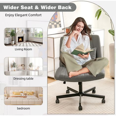 Fauteuil pivotant réglable en hauteur sans accoudoirs, roulettes silencieuses et coussin rembourré – Chaise de bureau moderne en tissu élégant pour télétravail, salon et salle de travail (1/4)