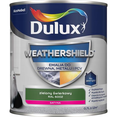Dulux Weathershield Acryl-Emaille für Metall und Holz, Fichtengrün, 0,7 l
