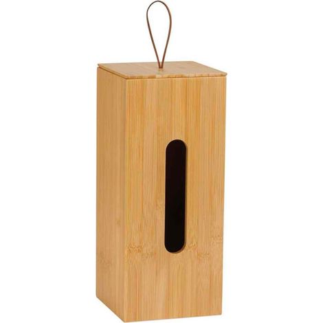 Rangement stock rouleaux papier toilette en bambou 14x14x33cm (1/5)