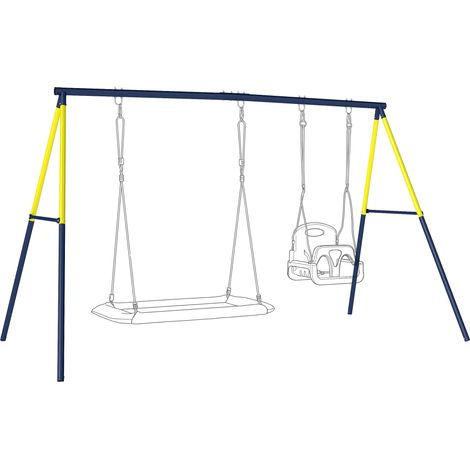 AIYAPLAY estructura de columpio infantil, estructura metálica para 2 columpios, para 150 kg, para asiento de columpio, nido y escalera de trepar, azul