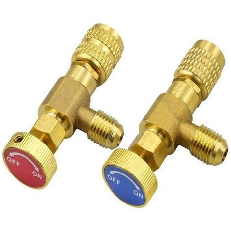 Lot de 2 vannes de régulation de réfrigérant, vanne de sécurité R410A/R22, raccords pour adaptateurs R22/R410, vanne de débit de climatisation (1/5)