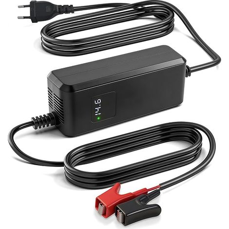 Chargeur LiFePO4 14,6V 10A avec Pinces Crocodile Batterie Lithium 12V avec Écran LED (1/4)