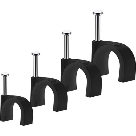 400er-Pack Kabelclips – Kabelbinder, Kabelorganisatoren, Elektrokabelclips – Robust – Schwarz – Rund – 100 x 4 mm – 100 x 6 mm – 100 x 8 mm – 100 x 10 mm – Kabelmanagement