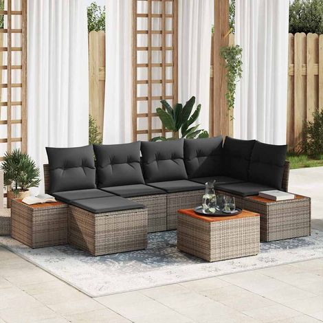 vidaXL Set Divano da Giardino 7 pcs Grigio Rattan in Polipropilene (1/5)