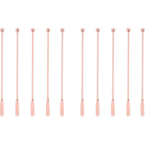 10 Cocktailrührstäbchen aus Edelstahl – Roségold – Gerader Stab, 19 cm (1/4)