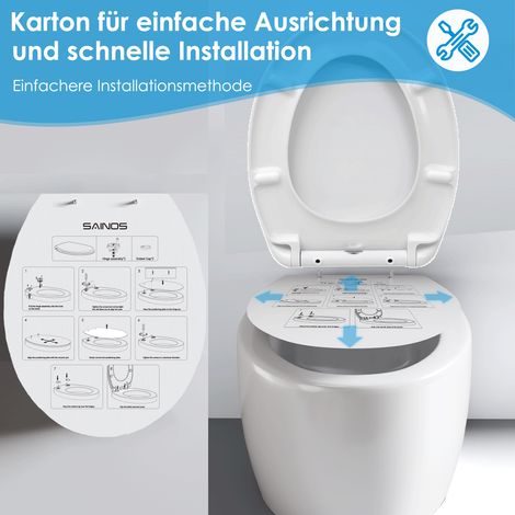 Abattant WC ovale de haute qualité, antibactérien et universel, avec descente automatique et fermeture freinée, blanc (1/5)