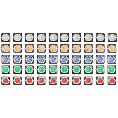 50 petits boutons poussoirs momentanés reset LED DC 12V rouge jaune bleu vert blanc interrupteur tactile (1/5)