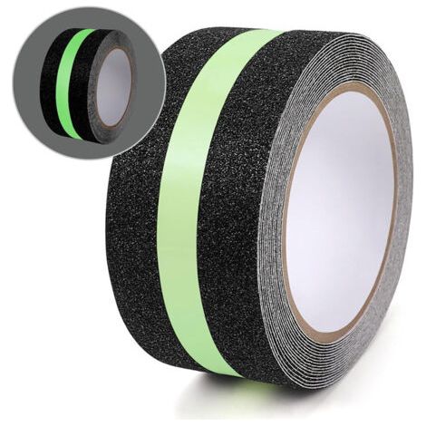 royaluxe-Ruban adhésif antidérapant escalier avec film Lumineux Brille dans Le Noir,5cm x 5m,Ruban Sécurité Antidérapant Phosphorescent pour escaliers intérieur et extérieur et les marches