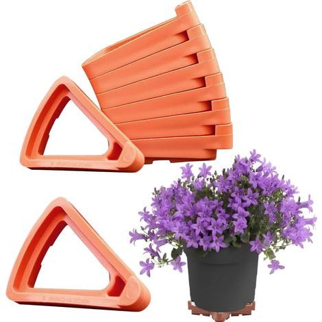 Lot de 24 soucoupes triangulaires respirantes pour pots de fleurs, supports invisibles pour pots de fleurs, petite taille (7 cm), pour intérieur et extérieur. (1/5)