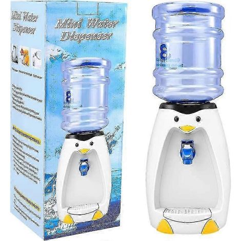 Fontaine à eau miniature pingouin mignon de 2,5 l avec seau intégré, permettant de boire 8 verres d'eau, idéale pour les dortoirs étudiants. (1/5)