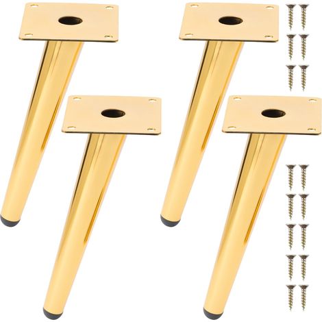 Pieds de Meuble 4Pcs Pieds de Table Oblique Cône Pieds de Canapé Pieds d'armoire en Métal pour Armoire Chaise Table (20cm Hauteur,Doré) (1/5)
