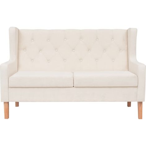 Divano a 2 Posti Sofa in Tessuto Bianco Crema (1/5)