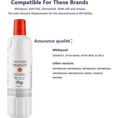 Filtre À Eau - Compatible EDR2RXD1 - Pour Réfrigérateur Whirlpool - Réduction Chlore Et Odeurs - Lot De 2 (1/5)
