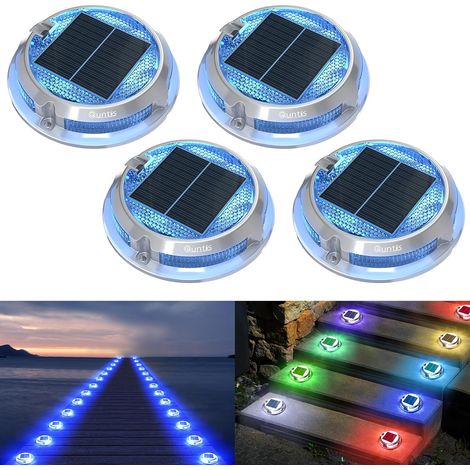 4Pcs Lampe Solaire Extérieur Jardin LED Blanc Chaud/Froid, Balise Solaire Eclairage Etanche IP68, Spot LED Extérieur Solaire pour Chemin Allée Escalier Terrasse Pont, Lumiere Solaire Auto (1/5)