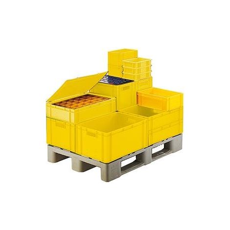 Transport-Stapelkasten B600xT400xH270 mm gelb, geschlossen mit Griffloch LA-KA-P