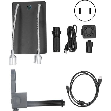 Caméra Microscope Numérique 5MP USB CMOS avec Objectif C-Mount Zoom Réglable 120X, Alimentation AC 110-240V Prise US (1/5)