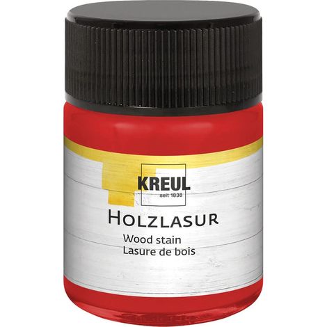 Lasure acrylique pour bois aux couleurs intenses, pot de 50 ml en cherry, pour bois naturel non traité et papiers naturels absorbants, fluide - peinture liquide à base d'eau (1/3)