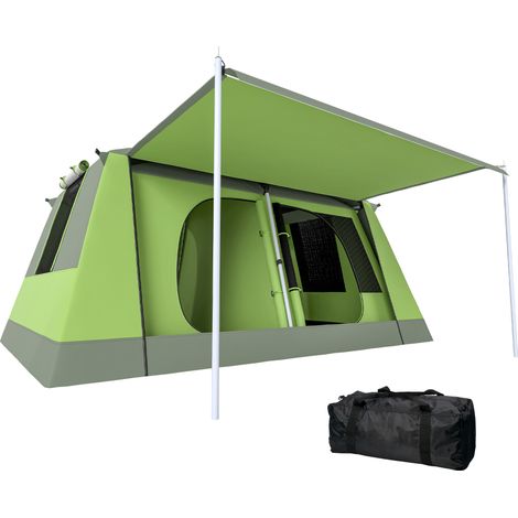 Tente de camping 4 personnes légère, robuste et imperméable, avec auvent, fenêtre, crochets et poche latérale