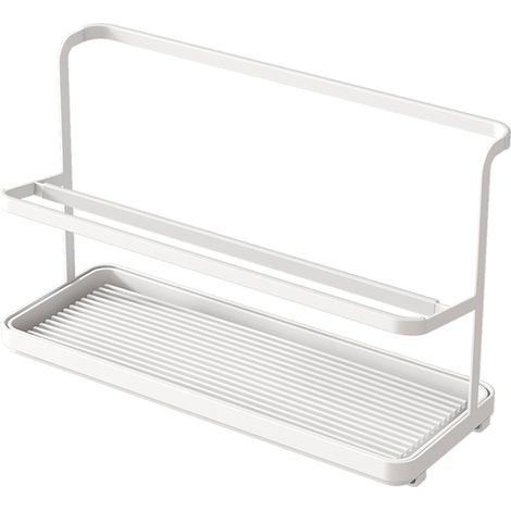 Égouttoir à bouteilles 2 niveaux – rangement tasses et biberons – plateau récupérateur amovible – gain de place – pour cuisine – Blanc (1/5)