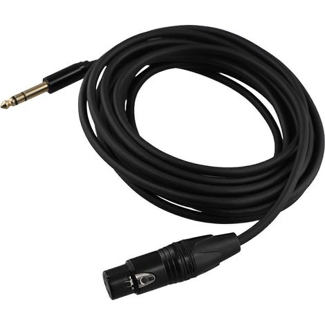 Câble audio XLR de 5 mètres avec prise jack 6,5 mm vers XLR femelle, câble audio tressé triple XLR symétrique pour microphone. (1/5)