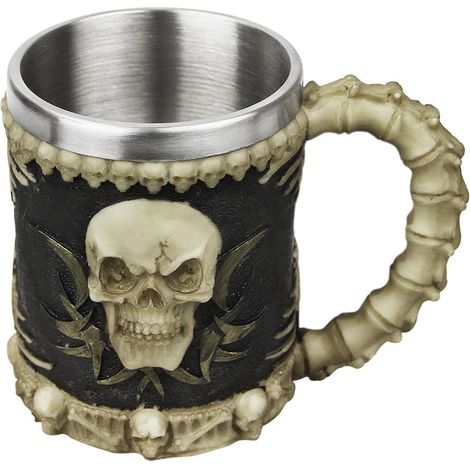 Creative Coupe du Crâne 3D Tasse de Café en Résine Boire Tasse de Thé Chope Mug pour Maison/Bureau/Partie/Halloween Tasse à Café en Acier Inoxydable Résine de voyage Thé Vin Chopes à Bière