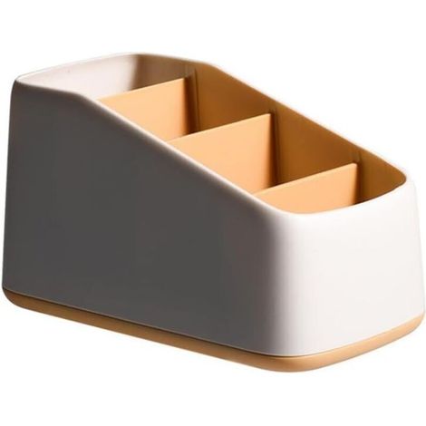 Caja organizadora de escritorio, soporte für mando a distancia de TV, 4 compartimentos de ABS que ahorran Raum, organizador de escritorio für Büro en casa (amarillo) (1/4)