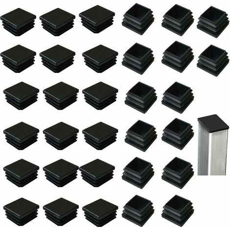 KZQ - 32 tapones cuadrados de plástico negro (40 x 40 mm) para productos metálicos, sillas, sofás y mesas (NPTERBL) (1/3)