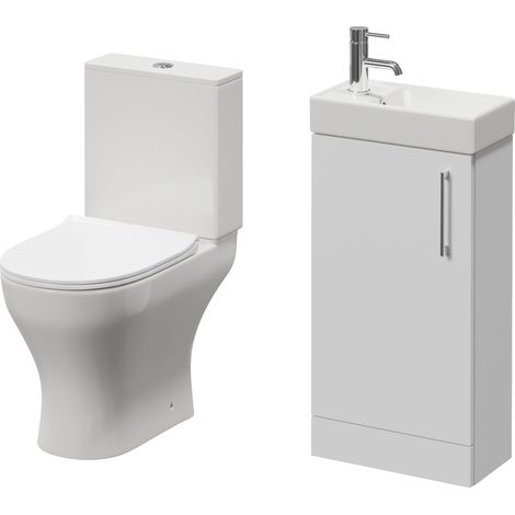 Napoli Cube Gloss White 400mm Single Door Vanity Unit and Jubilee Toilet Suite with Align Basin - 400mm - Chrome 160mm Handle