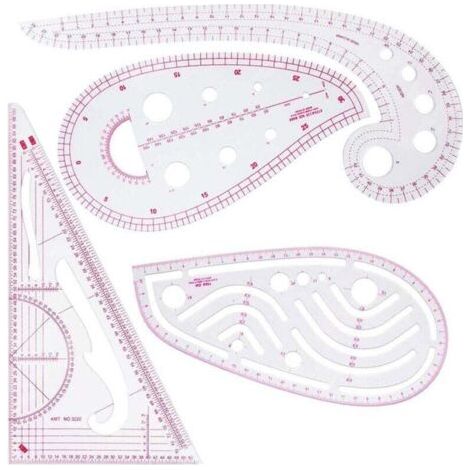 Pair Nählineal-Set, 4-teiliges Nählineal-Set, ideal zum Nähen, Basteln und für DIY-Projekte - Flexible Kunststoff-Designwerkzeuge für Schüler und Modedesigner