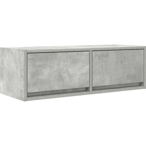 Mobile porta TV a parete moderno e salvaspazio 80 x 31 x 25,5 cm con ampio spazio di archiviazione in legno multistrato grigio cemento 020051693