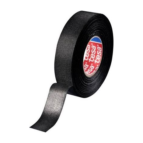 Cinta de tela autoadhesiva lisa negra Tesa de 19 mm x 25 m