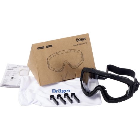 Dräger X-pect 4800 HPS – Masque-Lunettes de Sécurité Étanche Protection 120 m/s EN 166 BT Anti-rayures & Anti-buée Gaz, Poussières, Projections Classe Optique 1 Certifié CE (1/5)