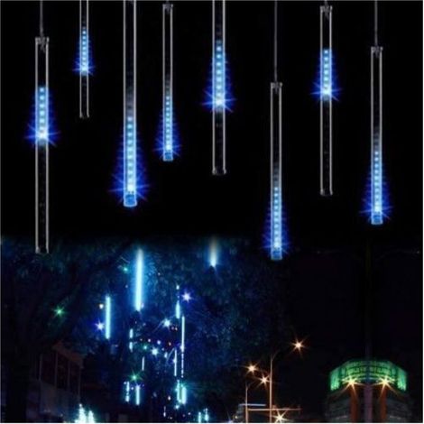 8 Lumières tombantes - 30cm - Lampes solaires pluie de météorites pour Décoration de Jardin Maison (Bleu) comme montré (1/4)