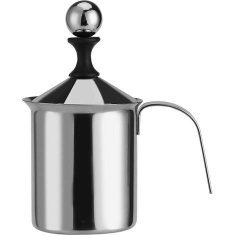 Pichet Mousseur à Lait Batteur à Lait Manuel Mixeur Fouet à Oeufs Fabricant de Mousse à Lait pour Le Café de Chocolat Chaud (400ml)
