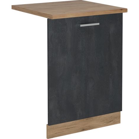 Façade de lave-vaisselle R-Line, Béton noir, 60cm , PT Chêne, Vicco (1/5)