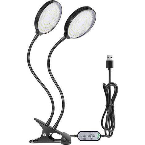 Lampe de croissance USB pour plantes d'intérieur, 156 LED, spectre complet, lumière du soleil, intensité réglable, 5 niveaux de luminosité, minuterie 4/8/12 h (1/4)