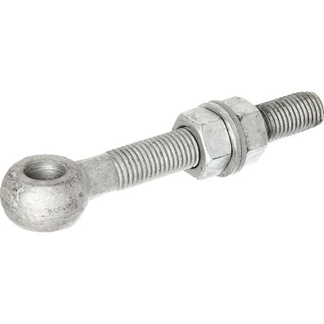 Boulon à œillet avec accessoires adapté aux pentures de portails galvanisé à chaud filetage M20 longueur 150 mm