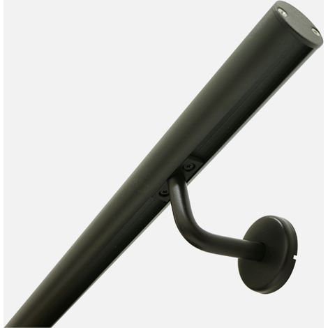Kordo – Kit main courante aluminium noir 2m – Supports de fixation murale – Recoupable et ajustable pour installation sur mesure (1/4)