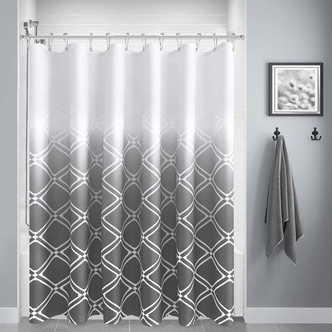 Rideau de douche gris dégradé, motif géométrique moderne, imperméable, lavable en machine, 183 cm x 183 cm, 12 crochets (1/5)